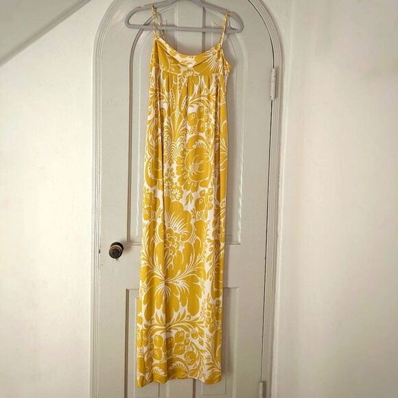 DVF "Pauline" Yellow & White Abstract Floral Silk Blend Column Maxi Dress, Sz 0 - Picture 3 of 9